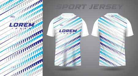 blue shirt soccer football sport jersey template design mockup. Soccer jersey template for football kit or sports uniform. Vector illustrationのイラスト素材