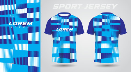 blue shirt soccer football sport jersey template design mockup. Soccer jersey template for football kit or soccer uniform. Vector Illustrationのイラスト素材