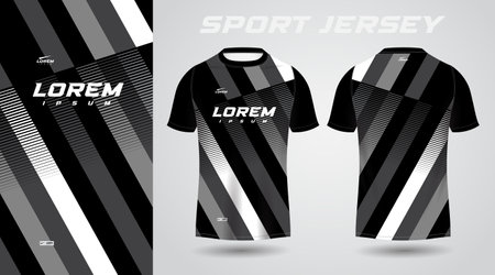 black shirt soccer football sport jersey template design mockup. Soccer jersey template for football kit or soccer uniform. Vector Illustrationのイラスト素材