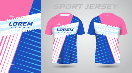 blue pink shirt soccer football sport jersey template design mockup. Set of soccer jersey template for sportswear. Vector Illustrationのイラスト素材