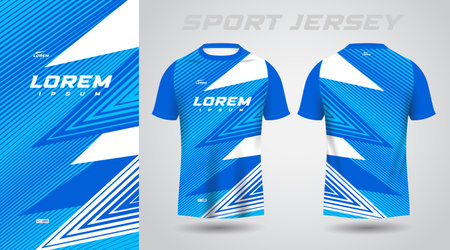 blue shirt soccer football sport jersey template design mockupのイラスト素材