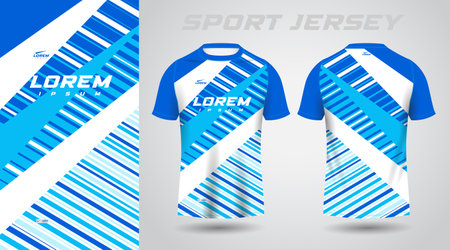 blue shirt soccer football sport jersey template design mockupのイラスト素材