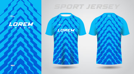blue shirt soccer football sport jersey template design mockupのイラスト素材