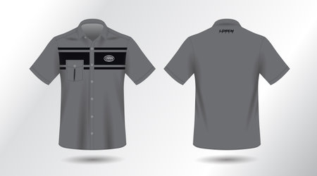 short sleeve work shirt. Men polo shirt template, front and back view. Vector illustrationのイラスト素材