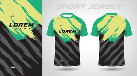 green black shirt soccer football sport jersey template design mockupのイラスト素材