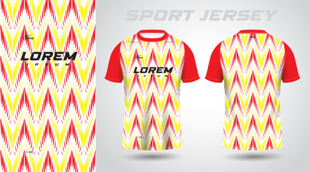 red yellow shirt soccer football sport jersey template design mockup. Soccer jersey template for football kit or soccer uniform. Vector illustrationのイラスト素材