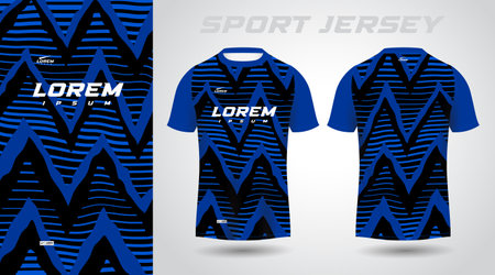 black blue t-shirt sport jersey design. Soccer jersey or football kit template for sportswear. Vector illustrationのイラスト素材