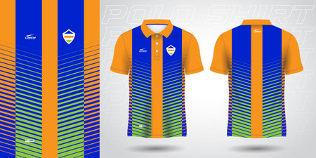 blue green orange polo sport shirt sublimation jersey template. Soccer jersey template for football kit or soccer uniform and polo shirt.のイラスト素材