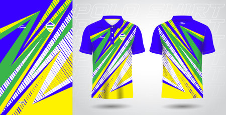 blue green yellow polo sport shirt sublimation jersey templateのイラスト素材