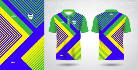 blue green yellow polo sport shirt sublimation jersey templateのイラスト素材