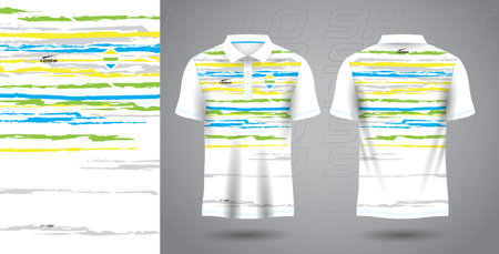 Soccer jersey t-shirt design with abstract pattern. blue green yellow color polo sport jersey templateのイラスト素材