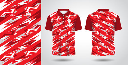 Soccer jersey template for sportswear, t-shirt and polo shirt. red sublimation polo sport jersey mockup designのイラスト素材