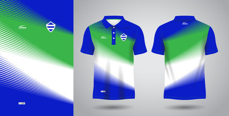 Soccer jersey template for polo shirt and football kit. blue and green polo sport sublimation jersey templateのイラスト素材
