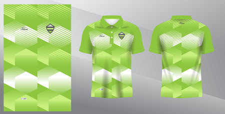 Soccer jersey template for football kit or soccer uniform. green abstract polo jersey mockup for sport uniformのイラスト素材