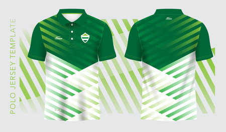 green background and pattern abstract polo jersey sport design. Soccer jersey template for football kit or sports uniform. Vector illustrationのイラスト素材