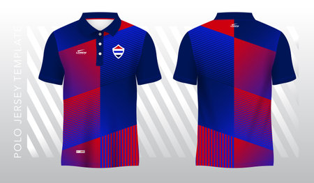 Soccer jersey template for football kit or soccer uniform. abstract red and blue background and pattern for polo sport jersey templateのイラスト素材