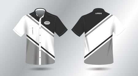 Soccer jersey template for polo shirt or football jersey. modern short sleeve work shirt with pocket template design. Front and Back View, Vector File.のイラスト素材