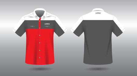 Polo shirt template for soccer jersey, football kit or sports uniform. Front and back view. short sleeve work office shirt engineering and racingのイラスト素材