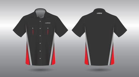 Sportswear template for polo shirt or t-shirt. short sleeve work office shirt engineering and racingのイラスト素材