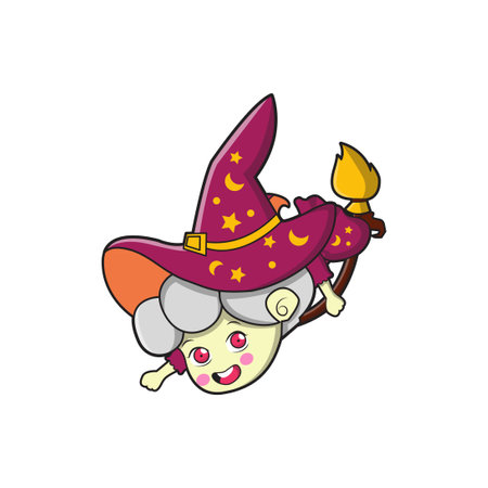 cute witch vector illustration mascot designのイラスト素材