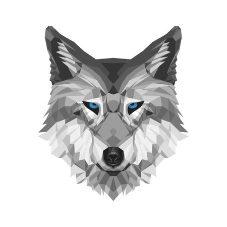 wolf lowpoly face vector illustration designのイラスト素材
