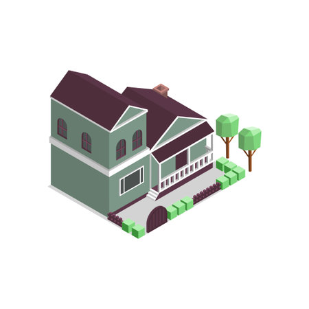 little house isometric vector illustration designのイラスト素材