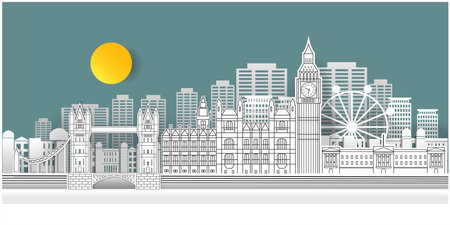London lanscape papercut style vector illustration designのイラスト素材