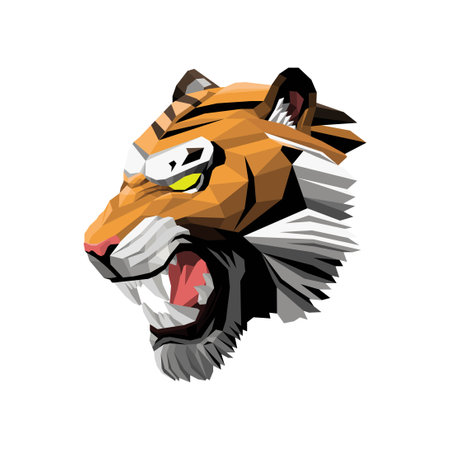 tiger head side lowpoly vector illustration designのイラスト素材