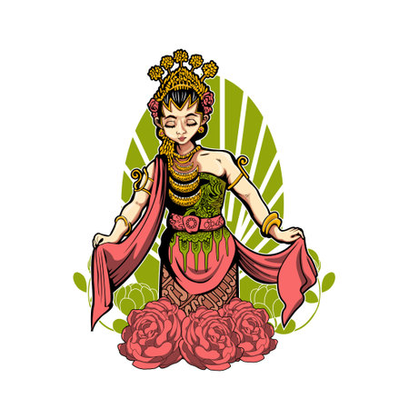 indonesian dancer vector illustration designのイラスト素材