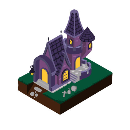 helloween house isometric vector illustration designのイラスト素材