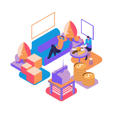 Passive lifestyle flat style illustration designのイラスト素材