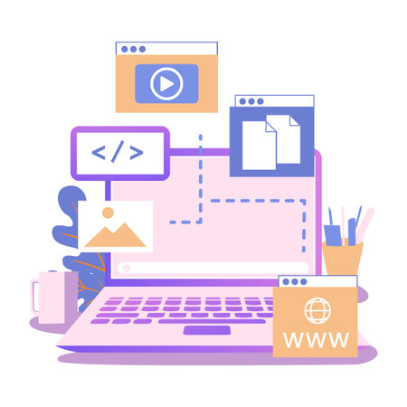 Cms development flat style illustration vector designのイラスト素材