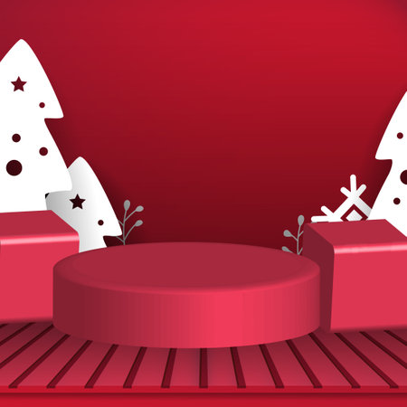 christmas podium papercut style vector designのイラスト素材