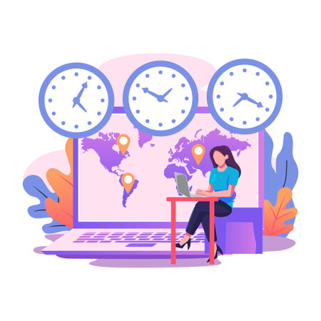 Time zones flat style illustration designのイラスト素材