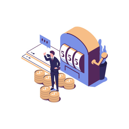 Gambling income flat style isometric illustration vector designのイラスト素材