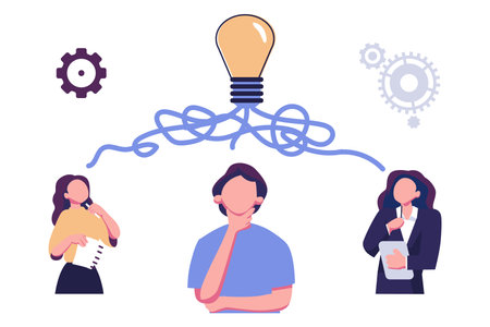 brainstorming, problem solving concept metaphore flat style illustration vector designのイラスト素材