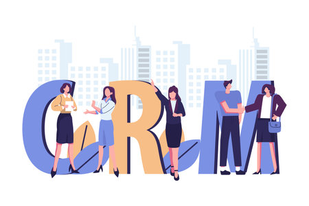 customer relationship management text flat style illustration vector designのイラスト素材