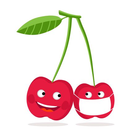 A pair of cherries during quarantine.のイラスト素材