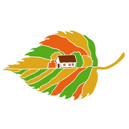 Leaf as a symbol of an ecological home.のイラスト素材