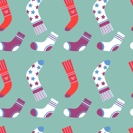 Seamless pattern with different types of socks.のイラスト素材