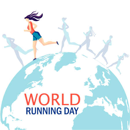 Vector design for World Running Day 2 June. A holiday designed to attract people to jogging - as one of the simplest and most accessible sports that contribute to maintaining a healthy lifestyle.のイラスト素材