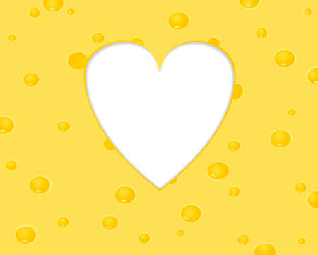 Piece of cheese with a heart in the middleのイラスト素材
