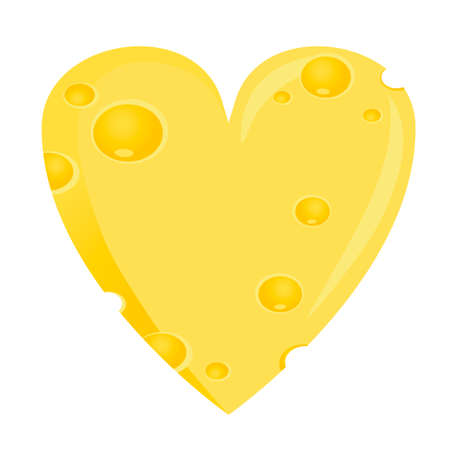 Design element in flat style - heart-shaped like cheese.のイラスト素材