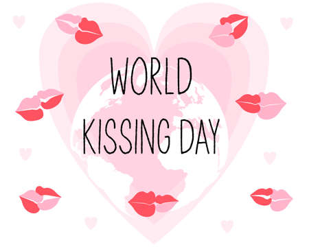 Vector design in flat style for world kissing day on July 6th.のイラスト素材
