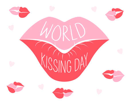 Vector design in flat style for World Kissing Day on July 6th.のイラスト素材