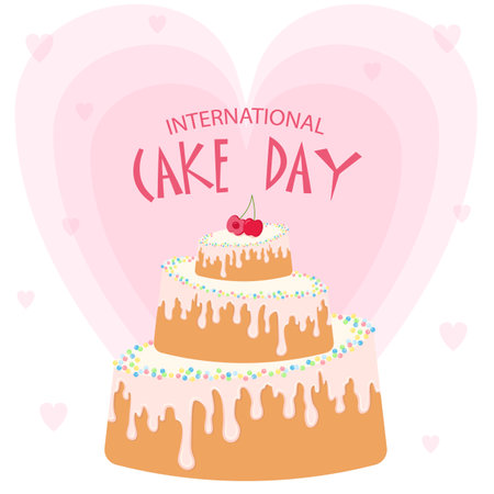 Vector design in flat style for International Cake Day 20th July.のイラスト素材