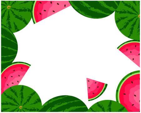 Vector background in a flat style consisting of watermelons. Any of your text can be placed in the middle.のイラスト素材