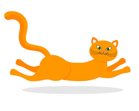 Vector illustration in flat style running ginger cat.のイラスト素材