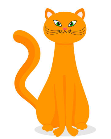 Vector illustration in flat style ginger cat.のイラスト素材