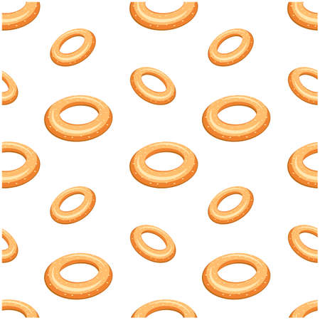 Vector pattern in a flat style on a transparent background. Consists of round bagels sprinkled with sesame seeds.のイラスト素材